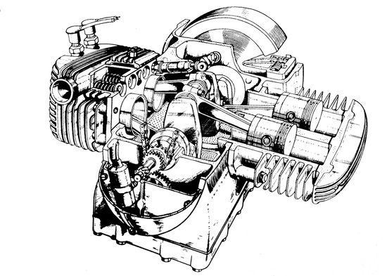 Le bielle con testa dotata di cappello amovibile hanno avuto una discreta diffusione prima della seconda guerra mondiale sui motori policilindrici. Questo è uno Zundapp K800 degli anni Trenta. Progettato da Richard Kuchen, aveva la distribuzione a valvole laterali