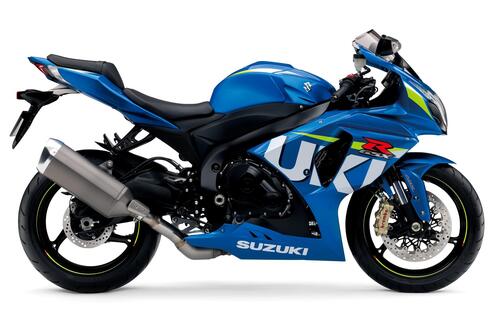 Vista laterale della Suzuki GSX-R 1000 2015 in livrea MotoGP