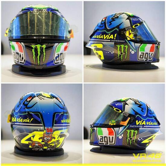 MotoGP 2015. Rossi braccato dagli squali nel casco speciale per Misano