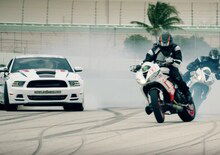 Drift 4K. Due Triumph Daytona sfidano una Mustang da 1500 HP