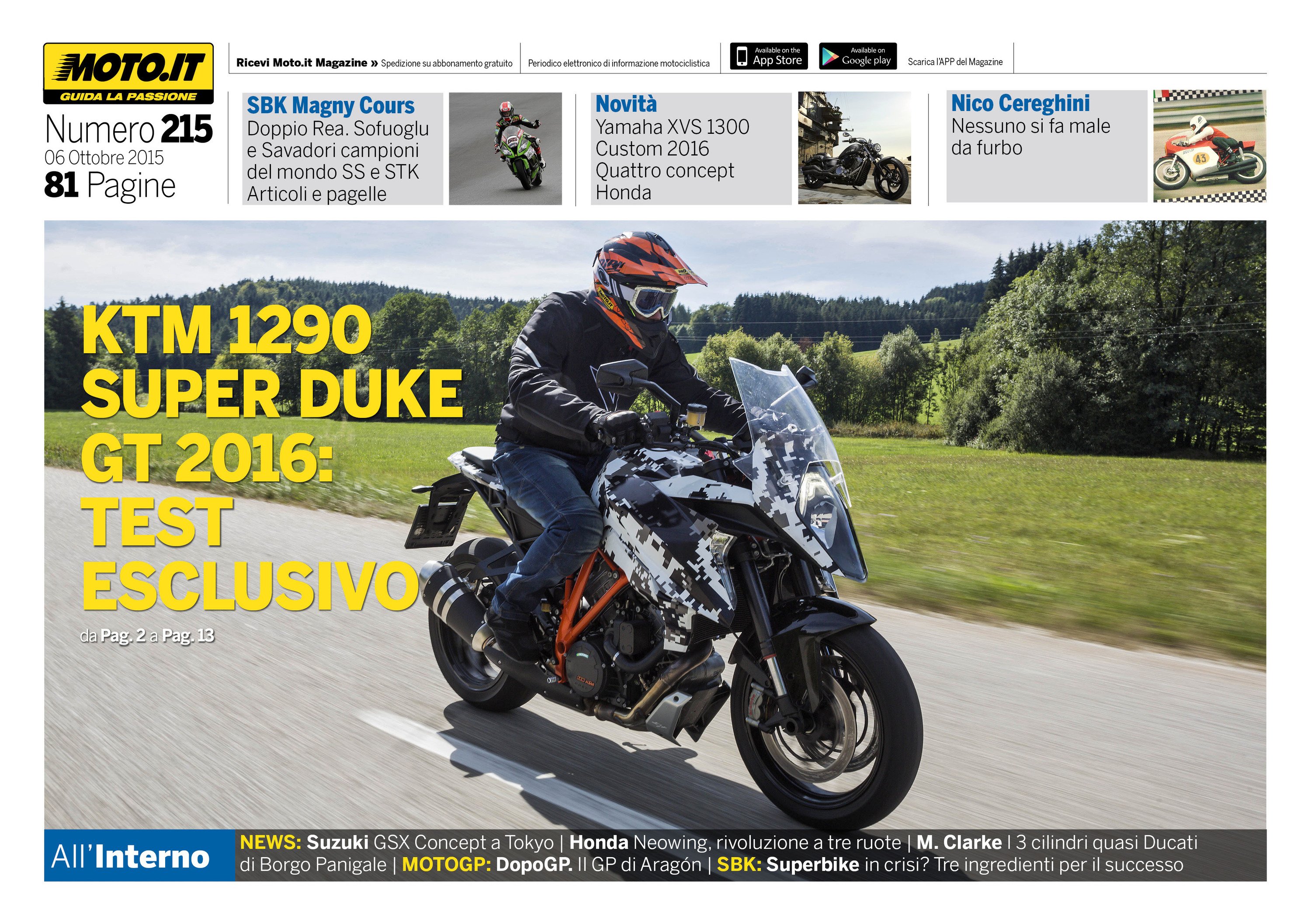 Magazine n&deg;215, scarica e leggi il meglio di Moto.it 