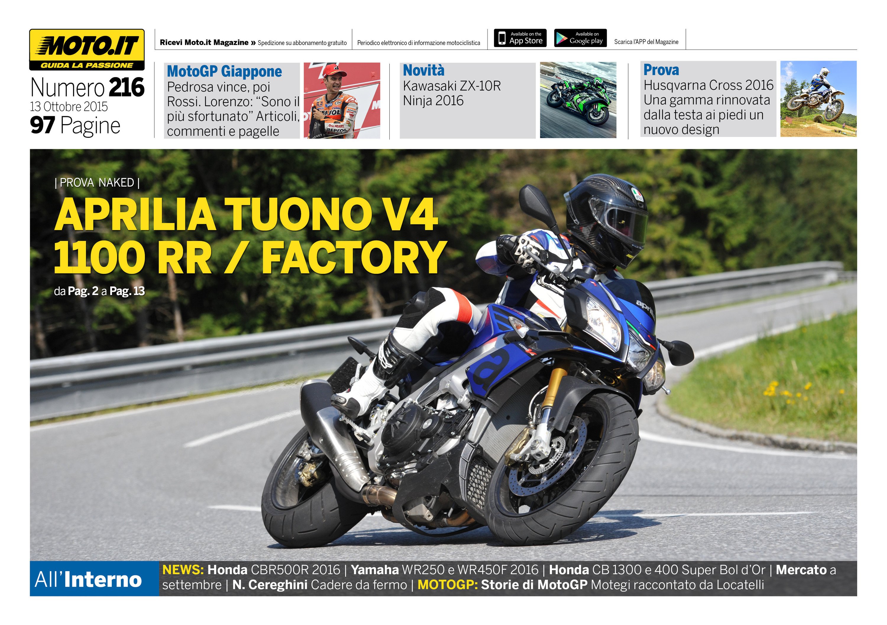 Magazine n&deg;216, scarica e leggi il meglio di Moto.it 
