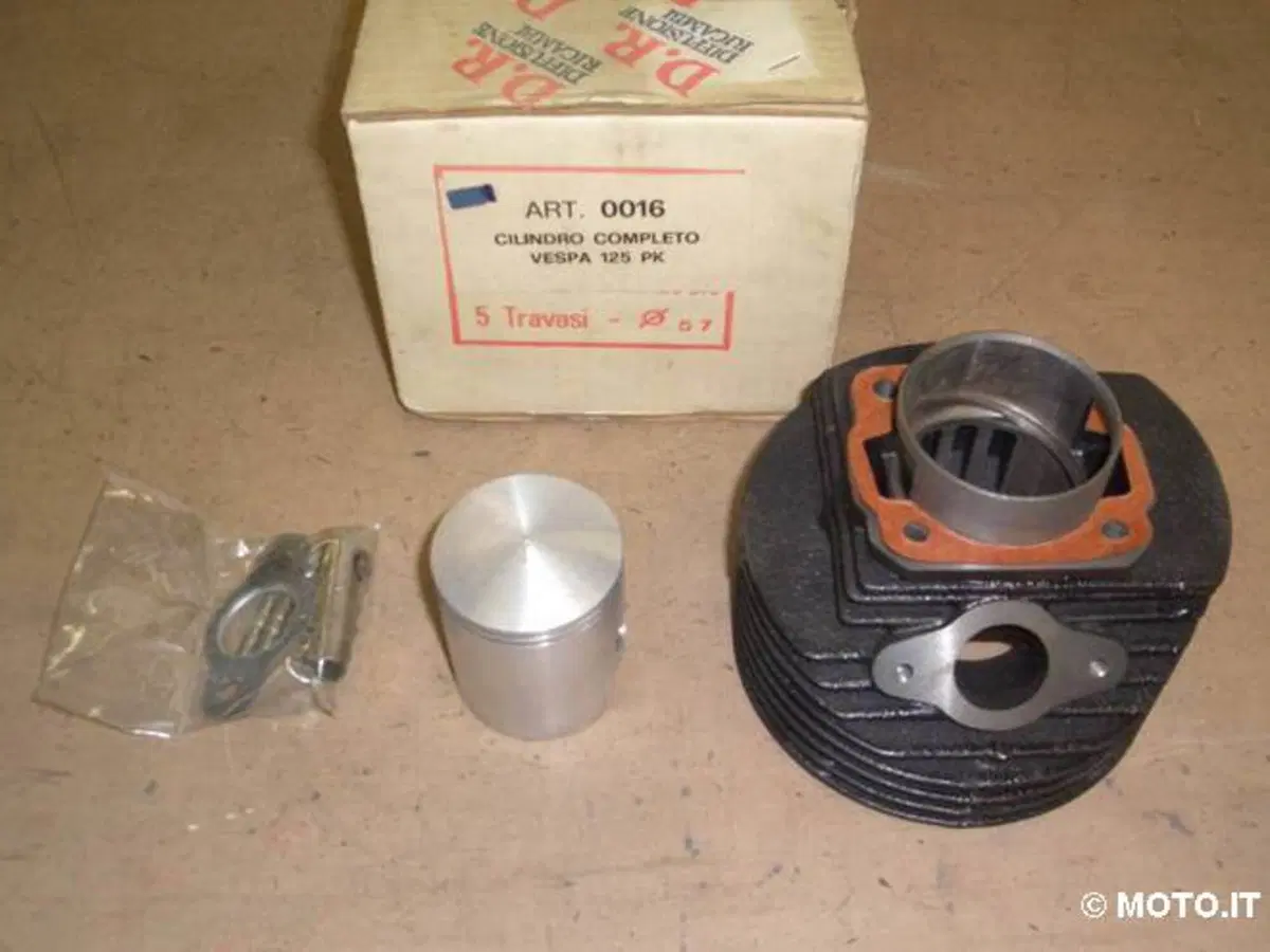 cilindro completo dr 5 travasi pistone 57 Piaggio CILINDRO COMPLETO VESPA PK 125