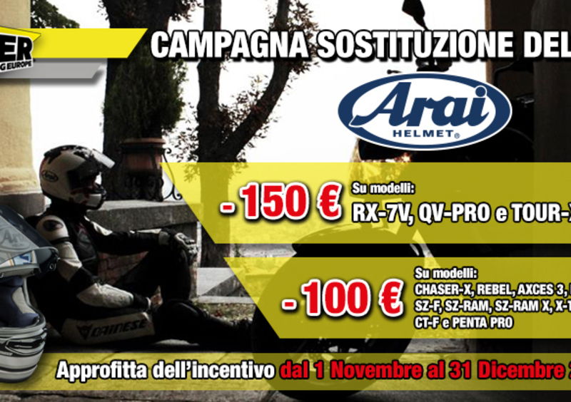 Arai: continua la campagna Sicurezza Sostituzione Casco 