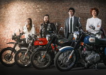 Quattro amici all'Agnellotreffen con quattro Royal Enfield