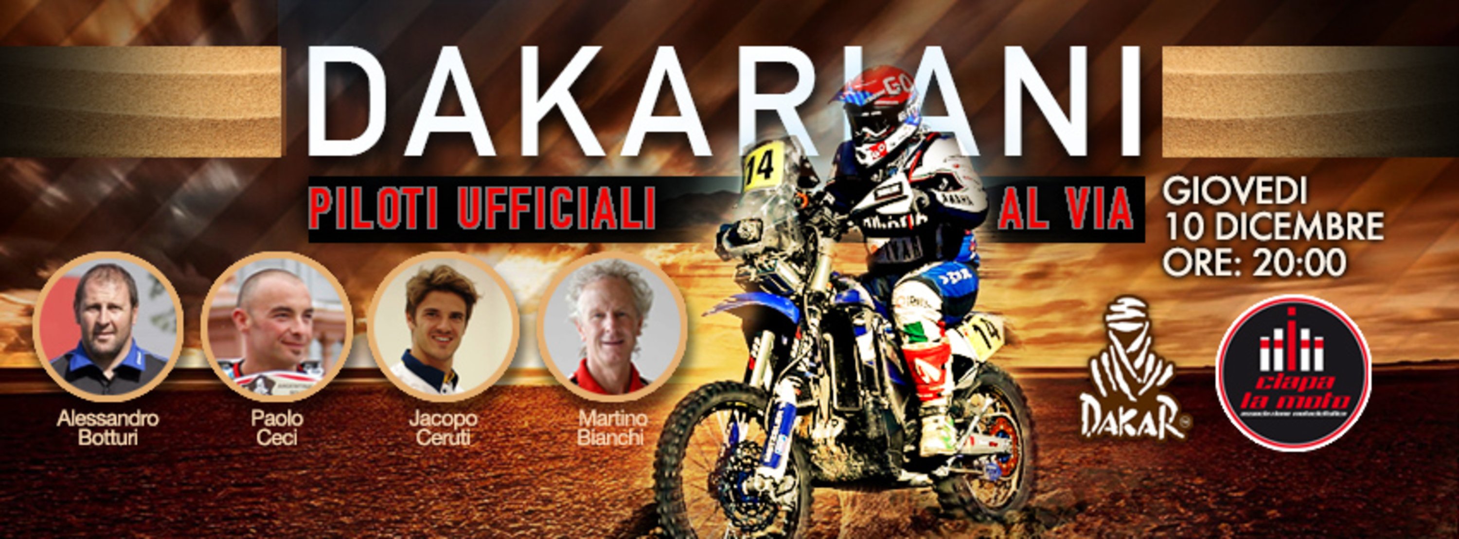 I piloti ufficiali Dakar da &quot;Ciapa la moto&quot; il 10 dicembre