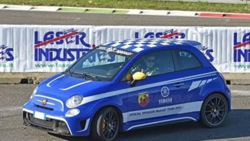 Monza Rally Show 2015: Vale Rossi in ricognizione sulla Abarth 695 Yamaha