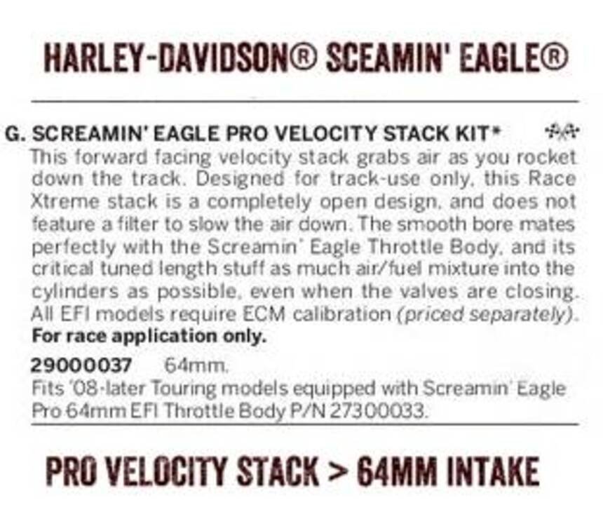 H-D® S/Eagle® Velocity stack 64mm. - 29000037 Harley-Davidson (2)