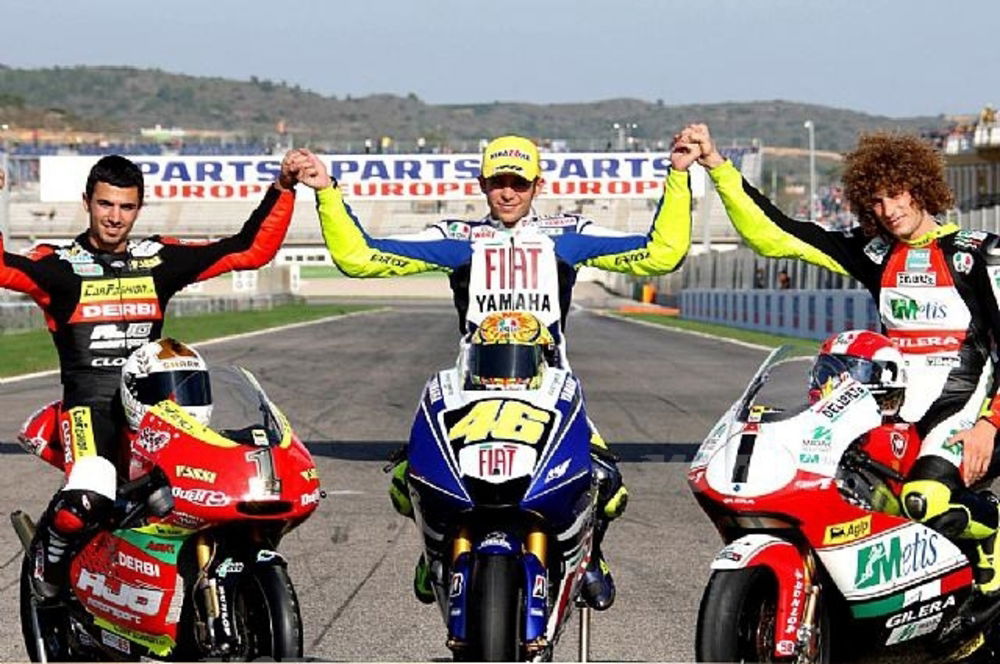 Di Meglio, Rossi e Simoncelli: i Campioni del Mondo 2008