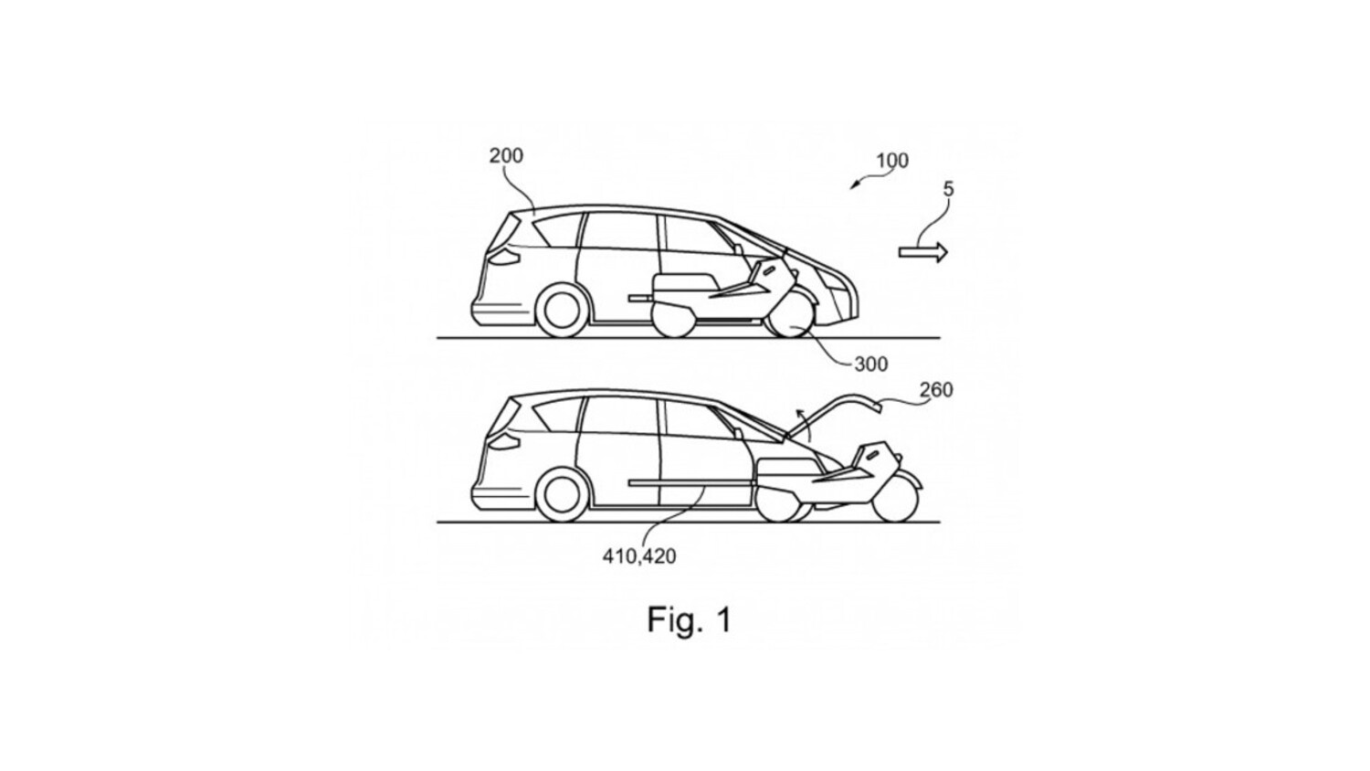 Ford brevetta l’auto che ospita uno scooter al proprio interno