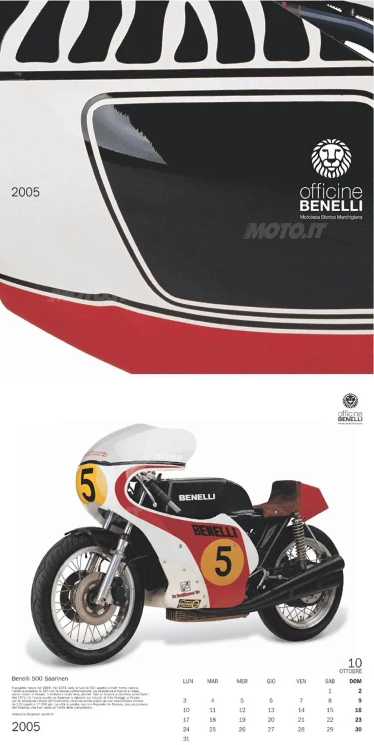 Officine Benelli, calendario 2005 Le moto da Competizione Pesaresi