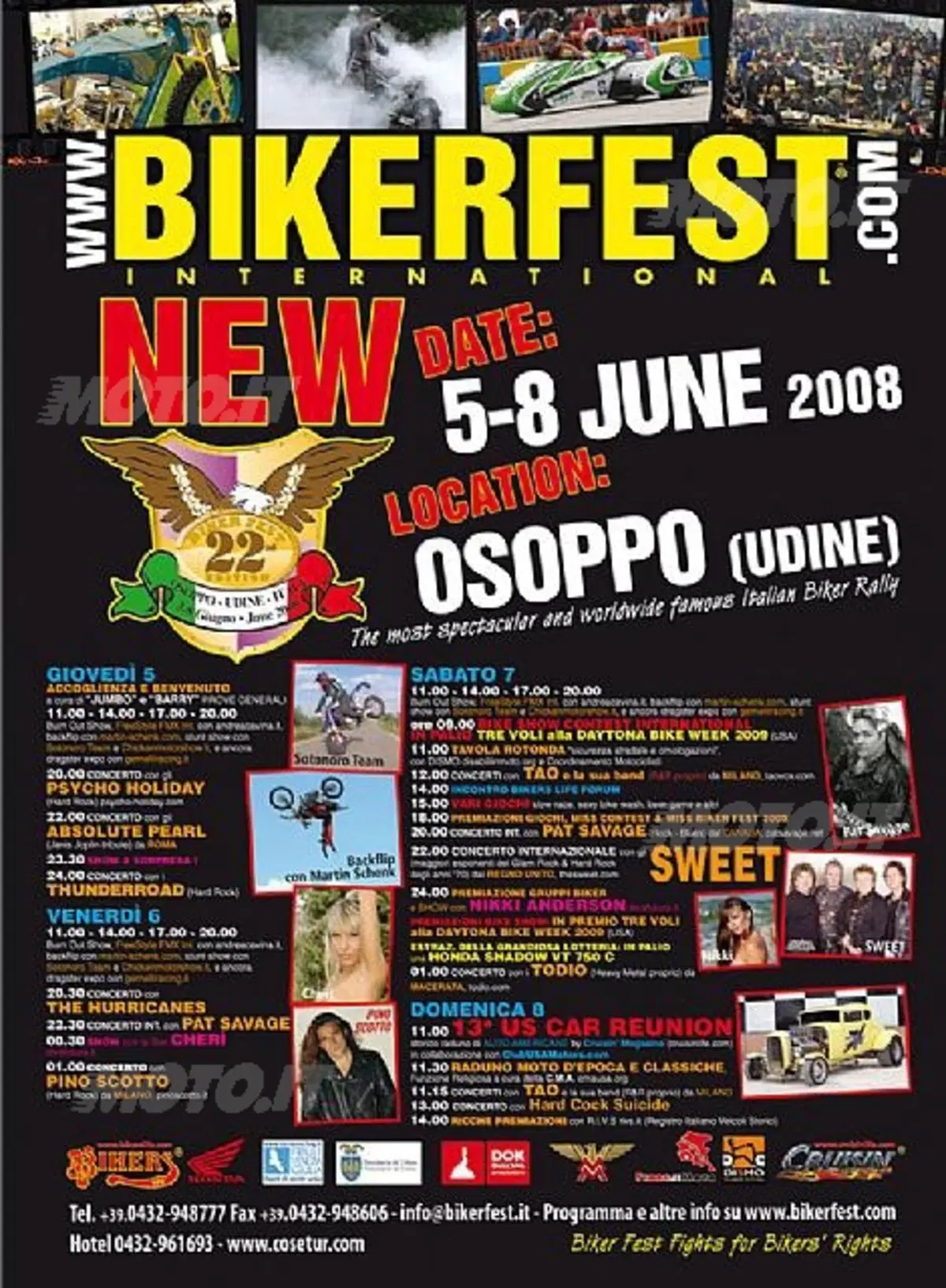 Dal 5 all'8 giugno a Osoppo, torna la ventiduesima edizione della Biker Fest