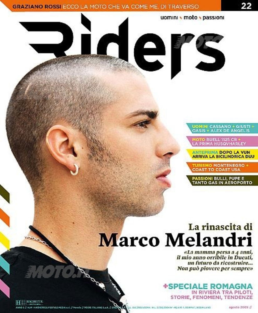 La copertina di Agosto, dedicata a Marco Melandri