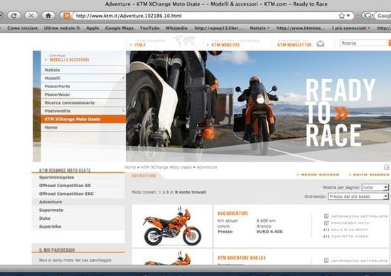 Le KTM usate a portata di mouse