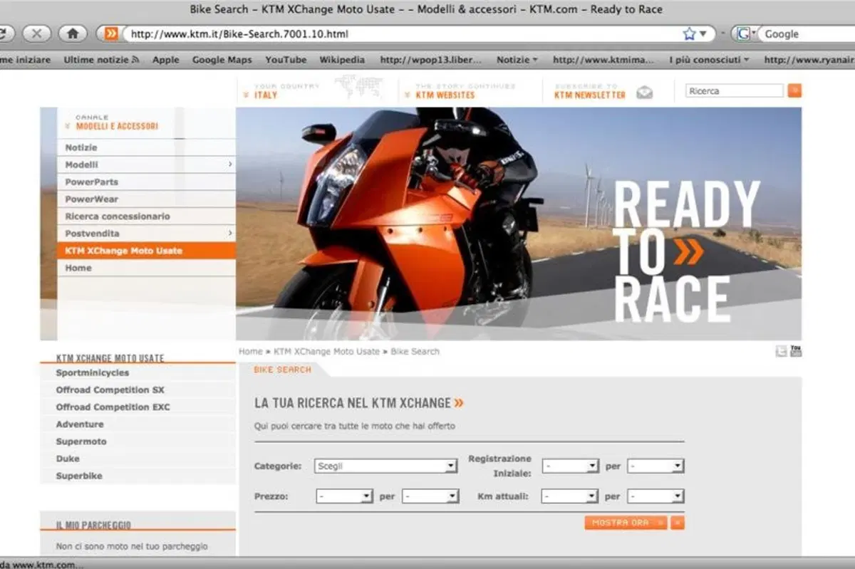 Le KTM usate a portata di mouse
