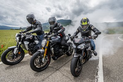 Ducati Monster 1200S v Honda CB1000R v Triumph Speed Triple RS