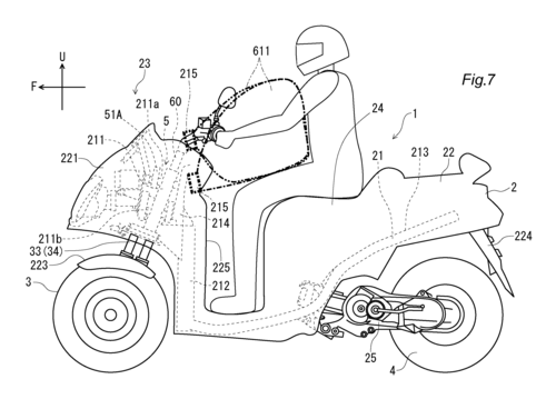 L’Airbag per scooter e i brevetti Yamaha (2)