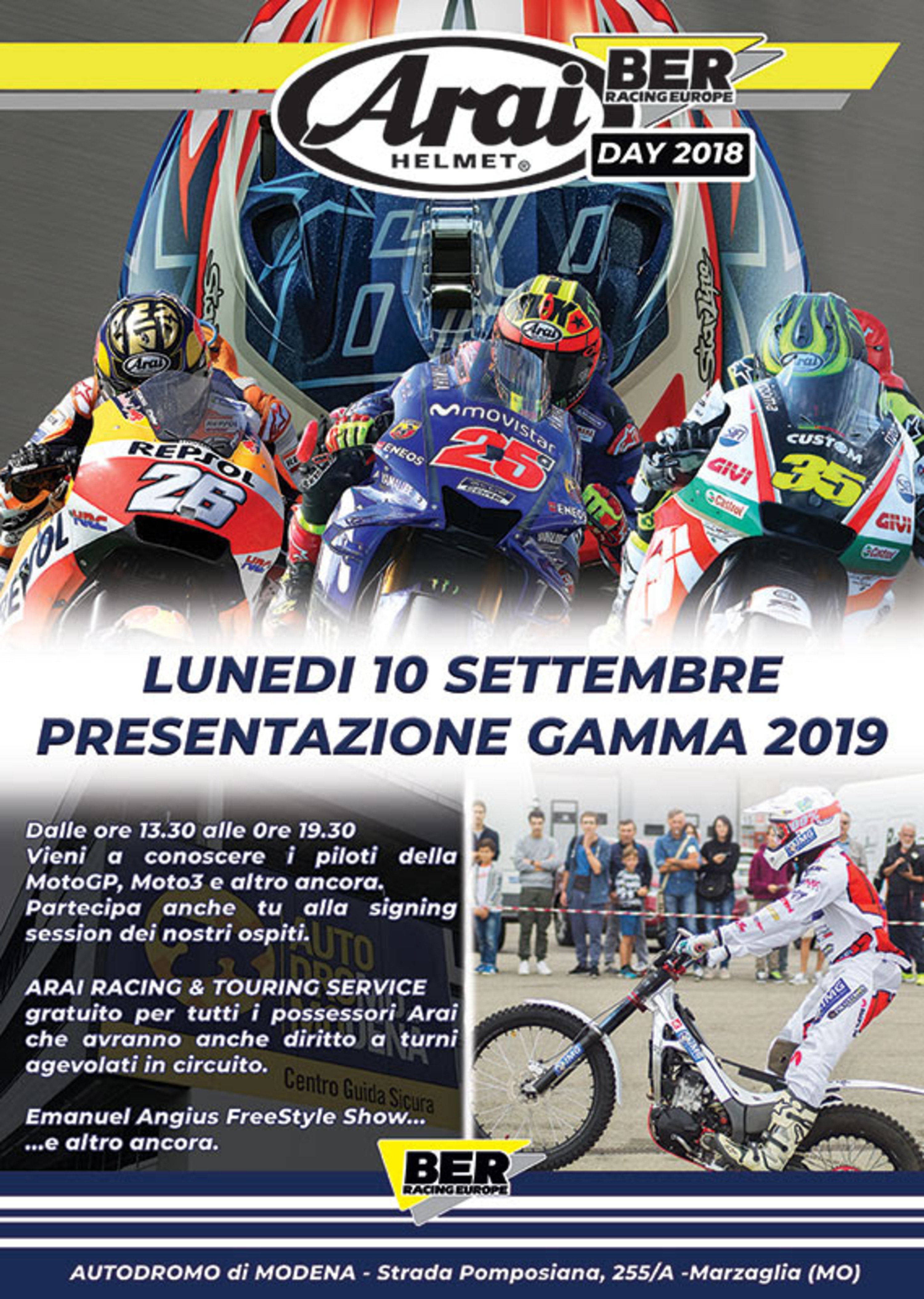 Arai Day 2018: luned&igrave; 10 settembre all&#039;autodromo di Modena