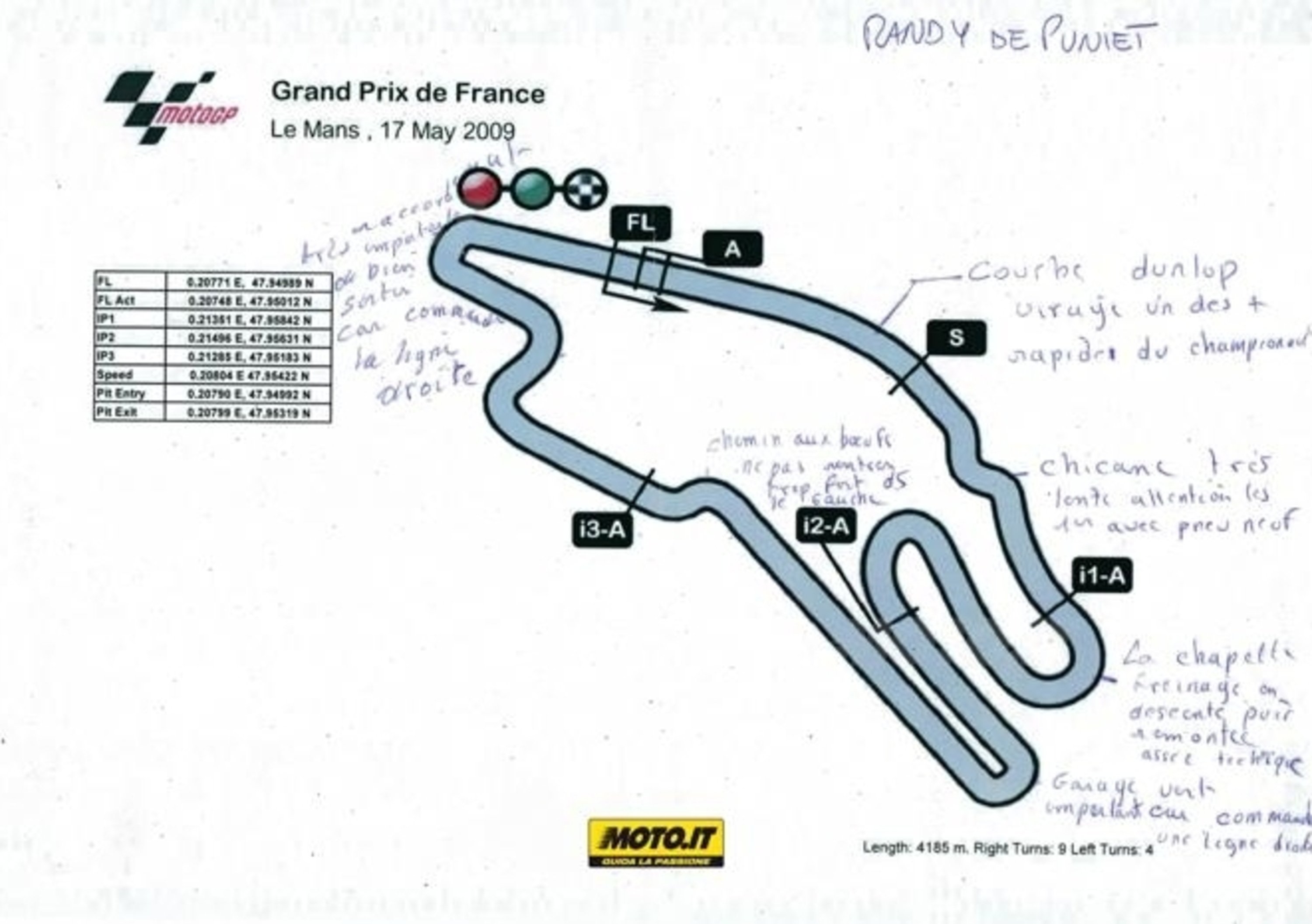 La pista di Le Mans vista da Randy De Puniet