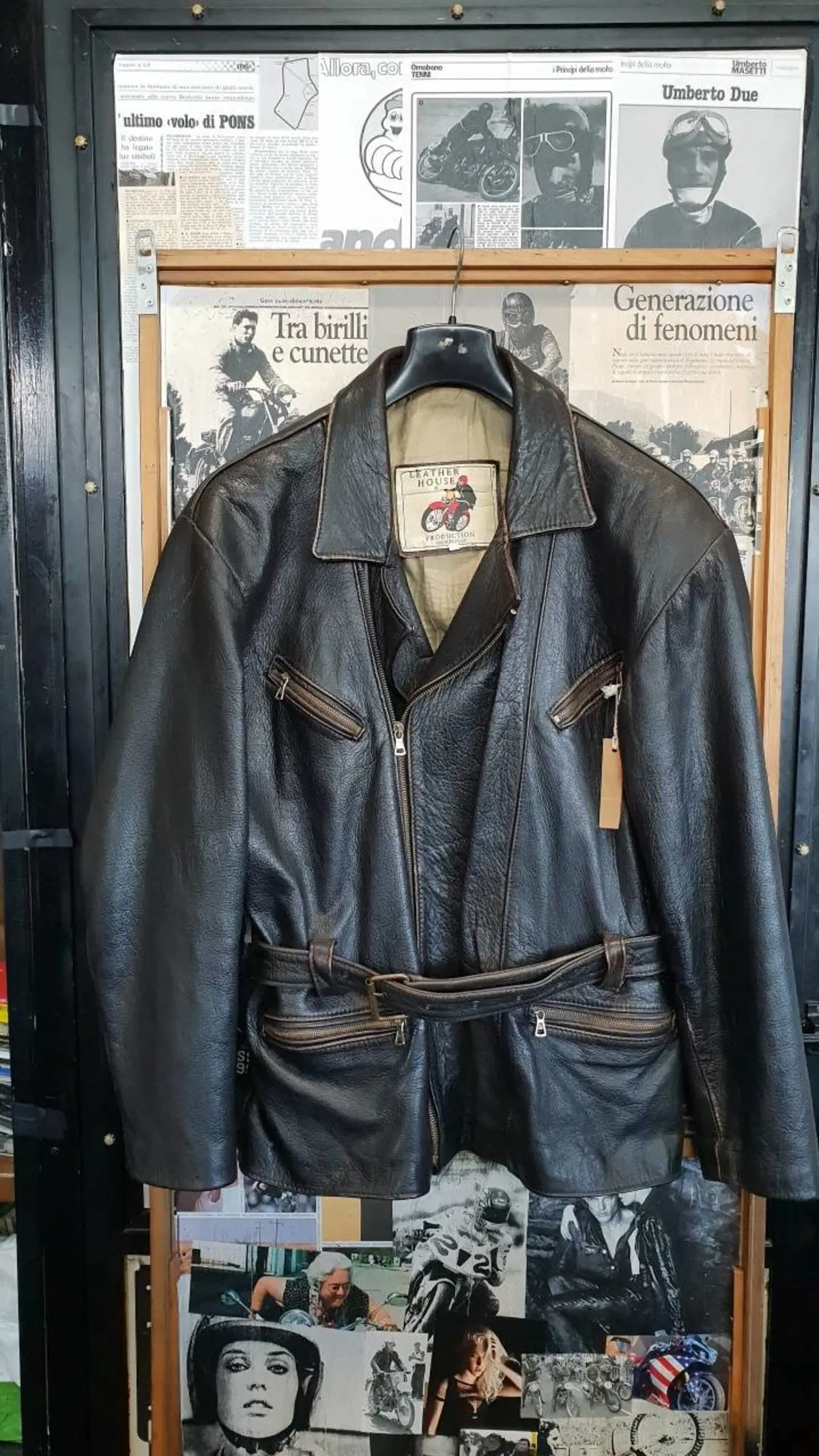 Giacca nera in pelle tg XL Leather House