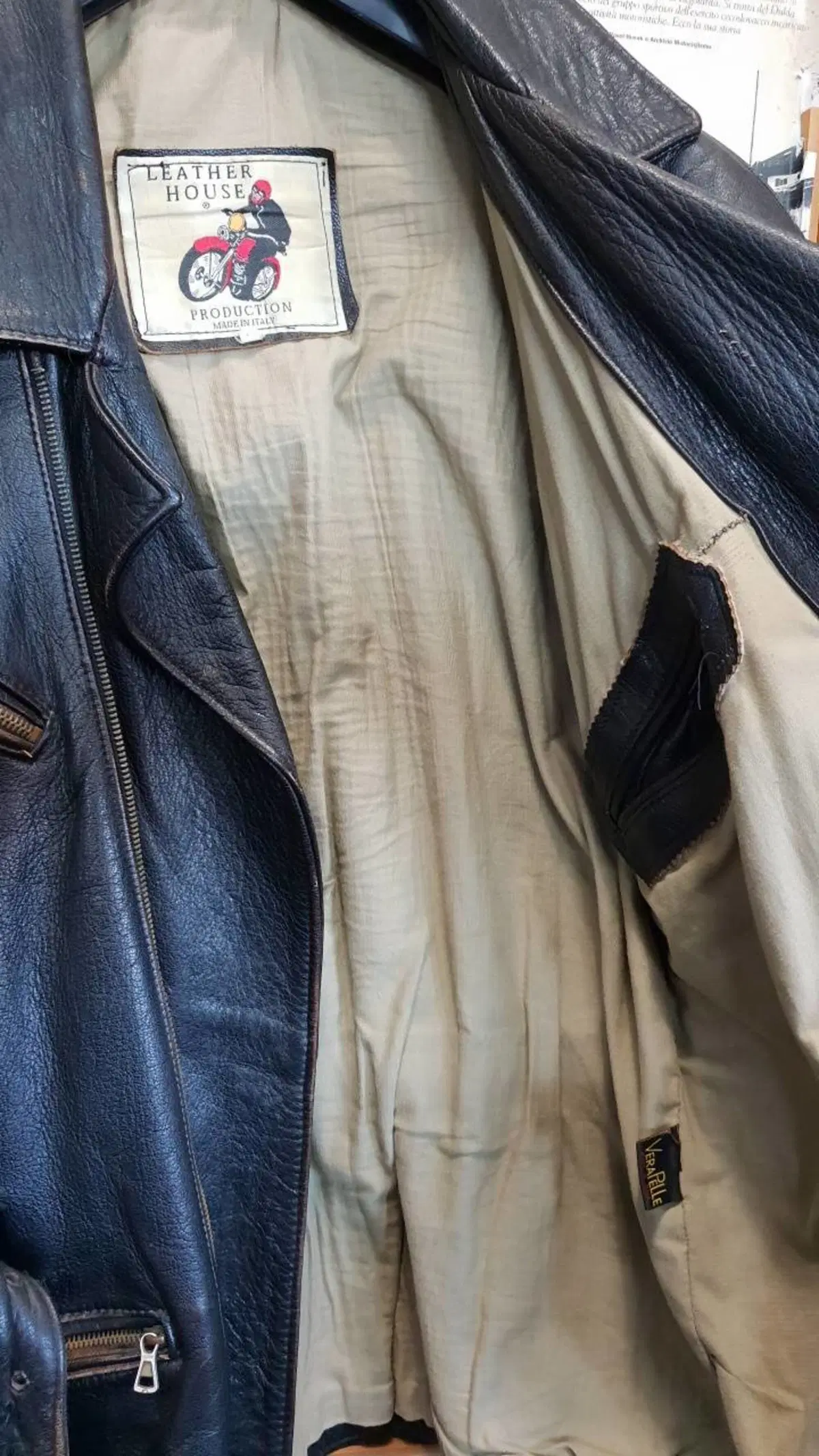 Giacca nera in pelle tg XL Leather House (5)
