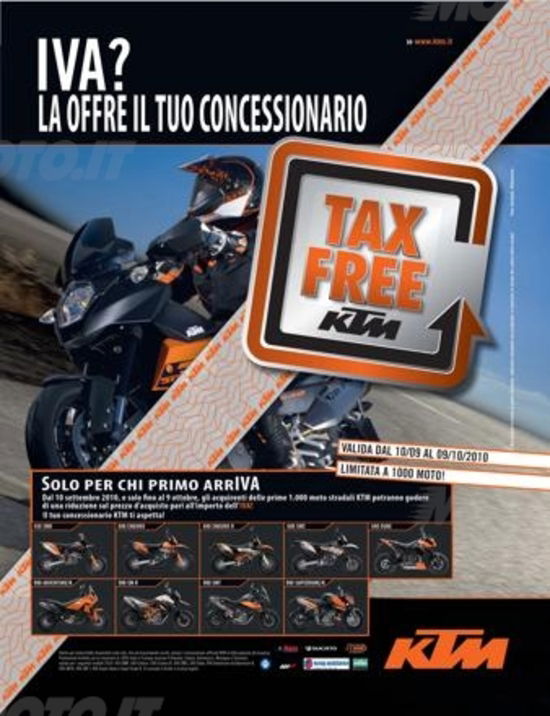 Tax Free: KTM sconta l'IVA