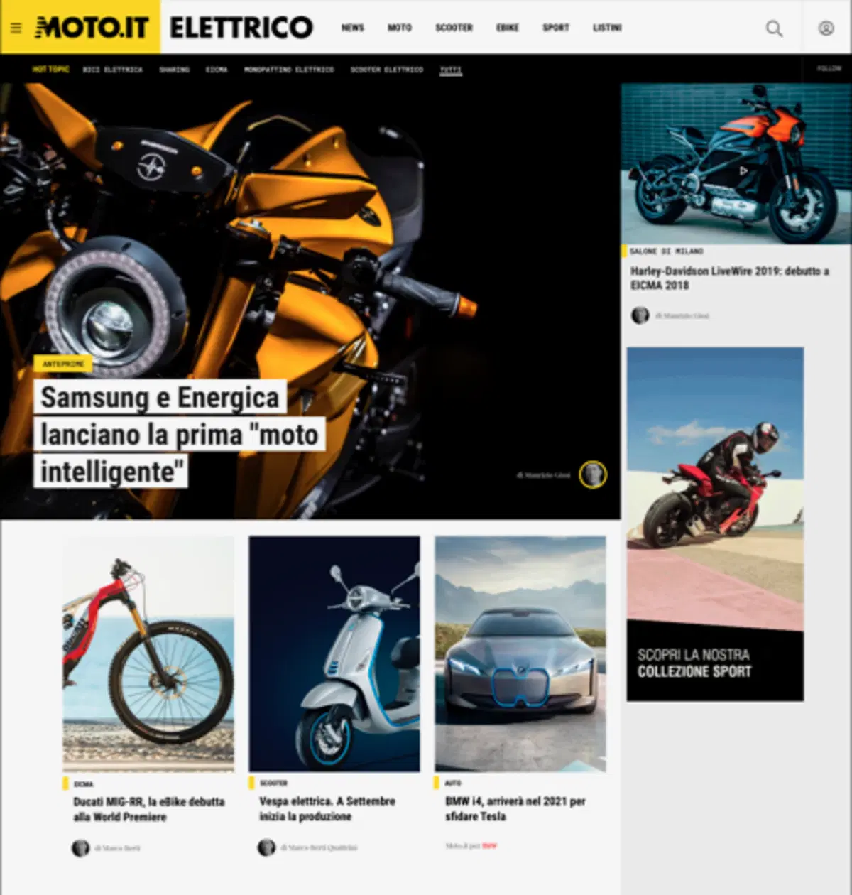A EICMA debutta "Elettrico" il nuovo canale di Moto.it