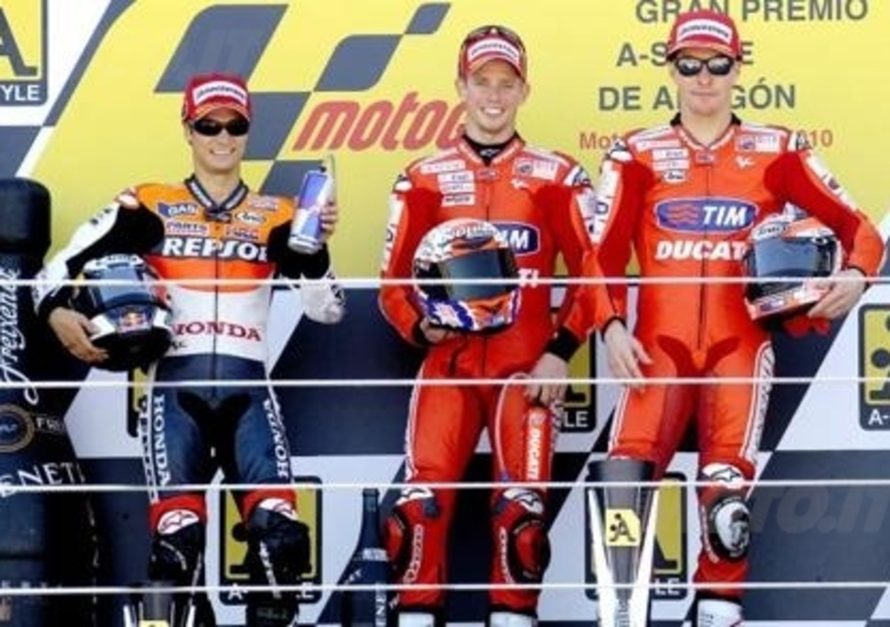 Stoner vince il GP di Aragon, Rossi 6&deg;