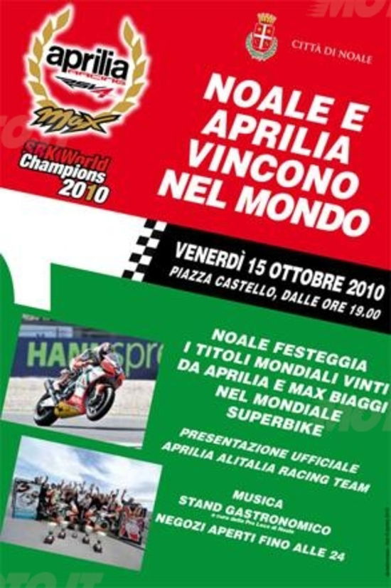 La città di Noale festeggia Aprilia e Biaggi campioni del mondo SBK