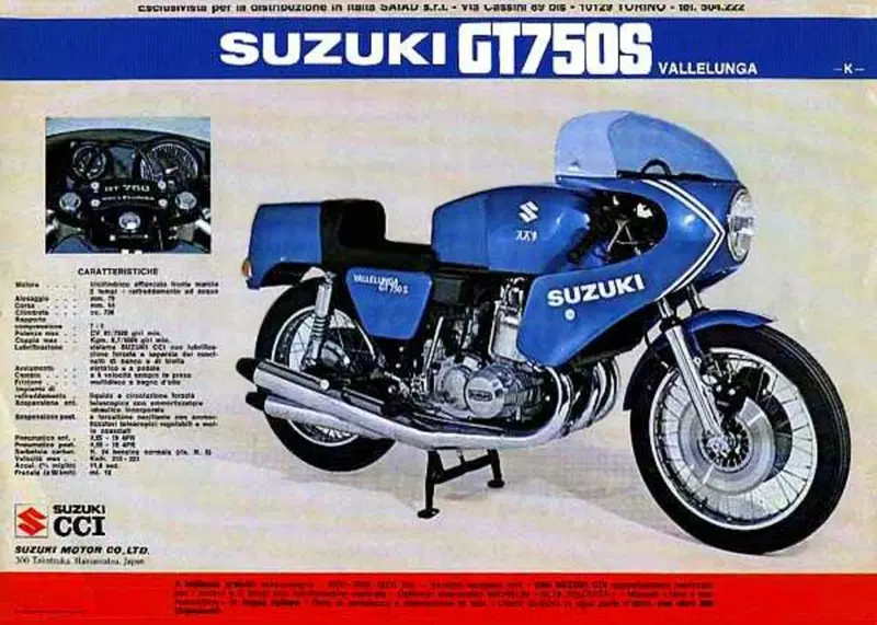 La Suzuki Vallelunga in una d&eacute;pliant dell'epoca