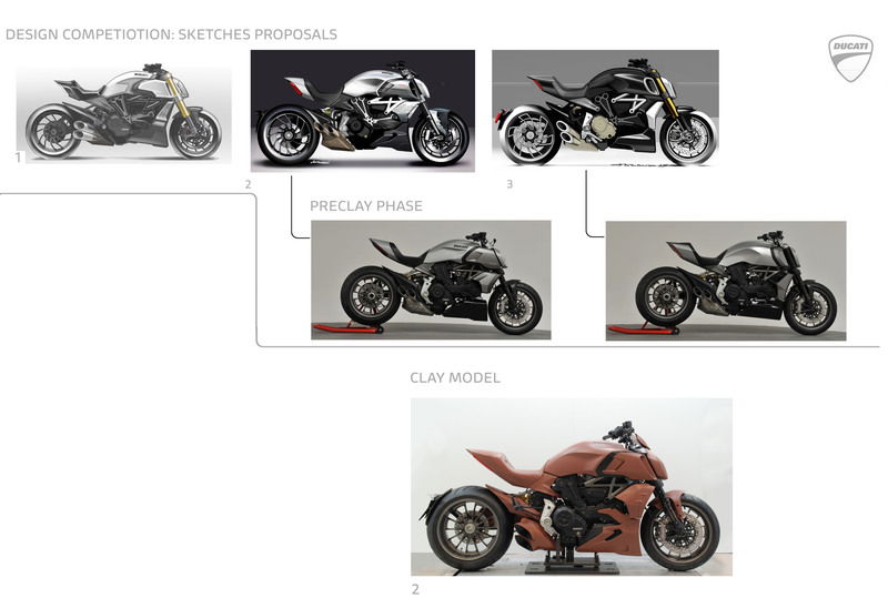 I disegni dei tre progetti iniziali, i due modelli in scala e la versione &quot;vincente&quot; alla modellazione clay