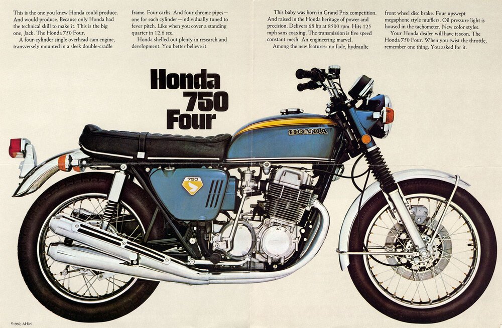 La Honda CB 750 Four &egrave; stata una autentica pietra miliare nella storia della moto, con il suo motore a quattro cilindri in linea trasversale e il freno anteriore a disco con comando idraulico. Le prestazioni erano ottime e l&rsquo;affidabilit&agrave; straordinaria