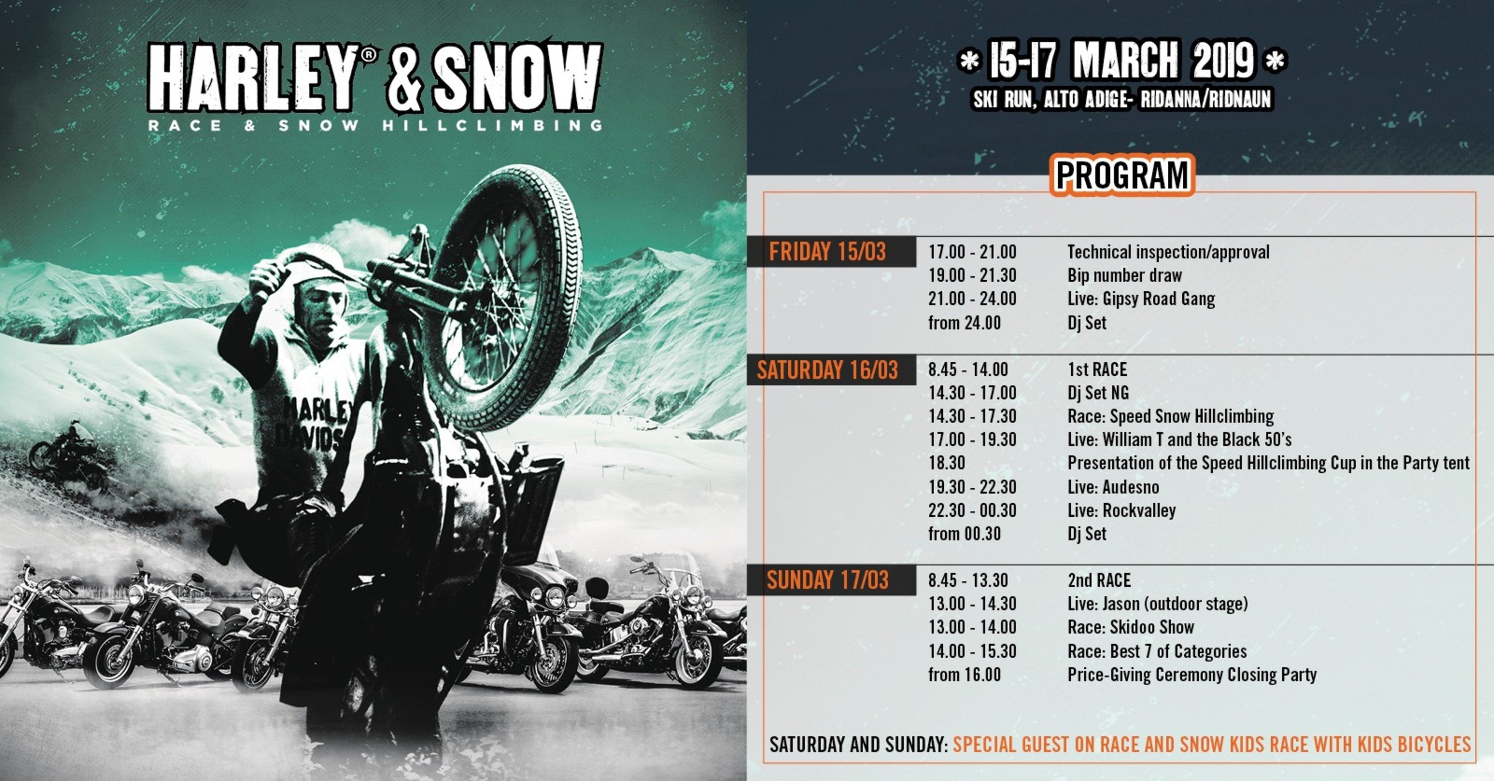 Harley &amp; Snow: la gara sulla neve torna dal 15 al 17 marzo