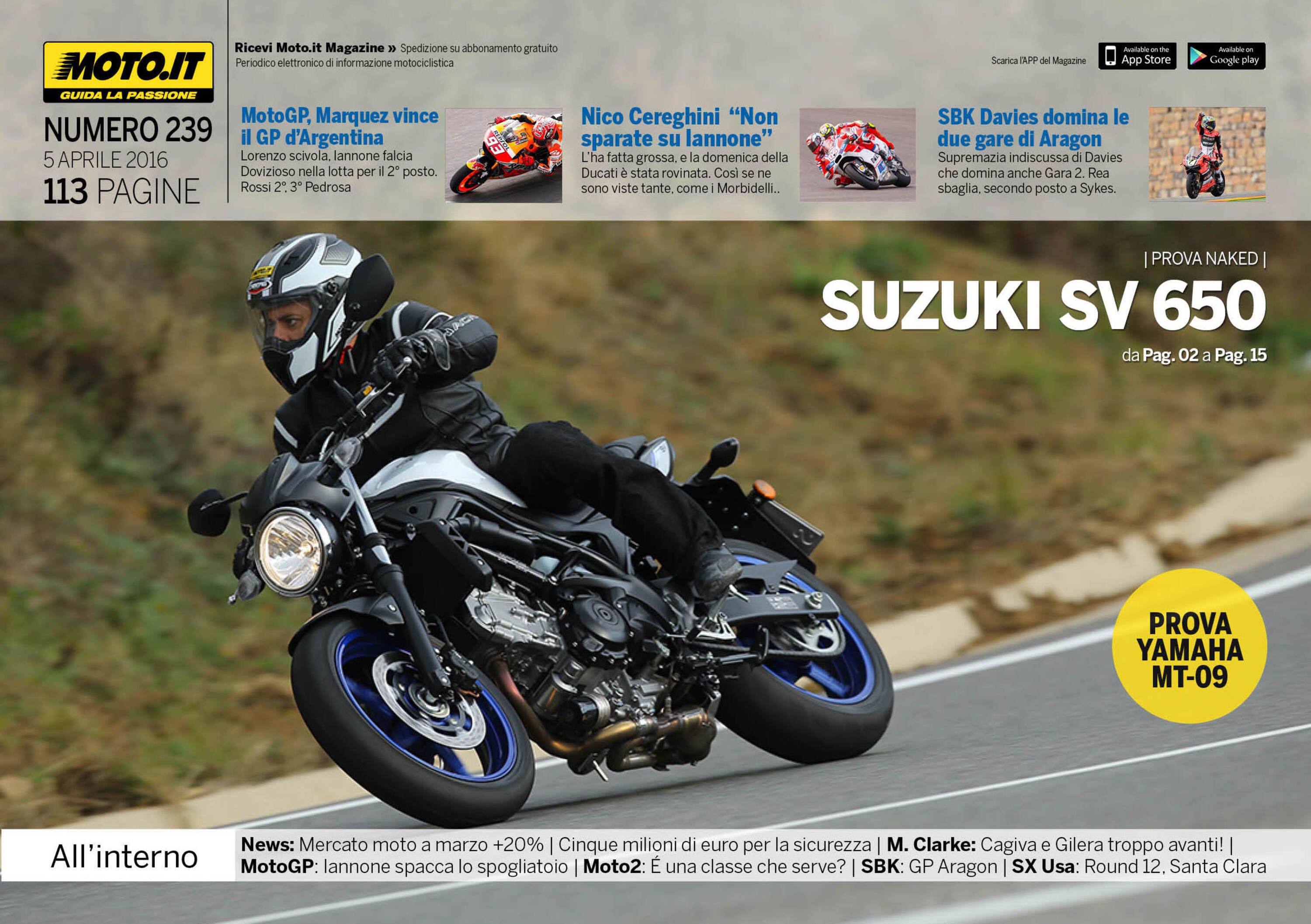 Magazine n&deg;239, scarica e leggi il meglio di Moto.it 