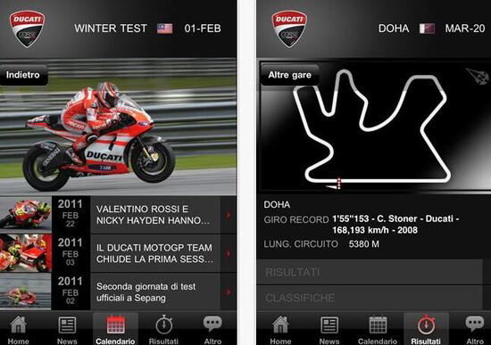 L'App Ducati Corse per seguire Valentino Rossi sull'iPhone