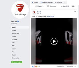 Il post Facebook con cui Ducati ha ufficializzato la data del disvelo