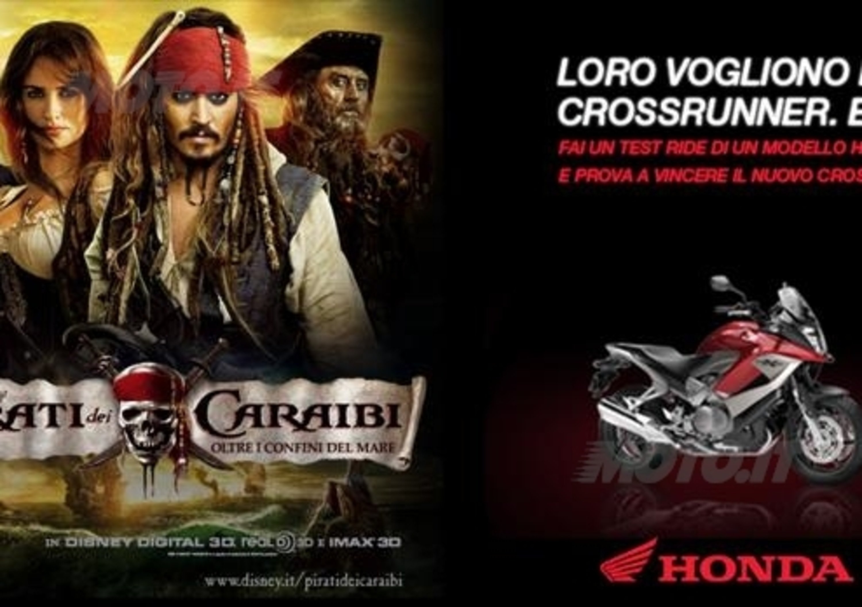 Guarda &ldquo;Pirati dei Caraibi&rdquo; e vinci Honda Crossrunner 