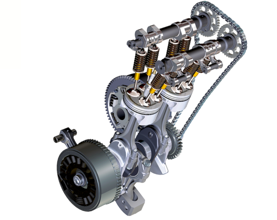 Per la sua F 800, apparsa nel 2006, la BMW ha scelto di impiegare un equilibratore dinamico del tipo “a batacchio”, con biella ausiliaria e massa oscillante. In precedenza una soluzione di questo genere era stata proposta dalla Jawa e adottata dalla Ducati per il suo Supermono