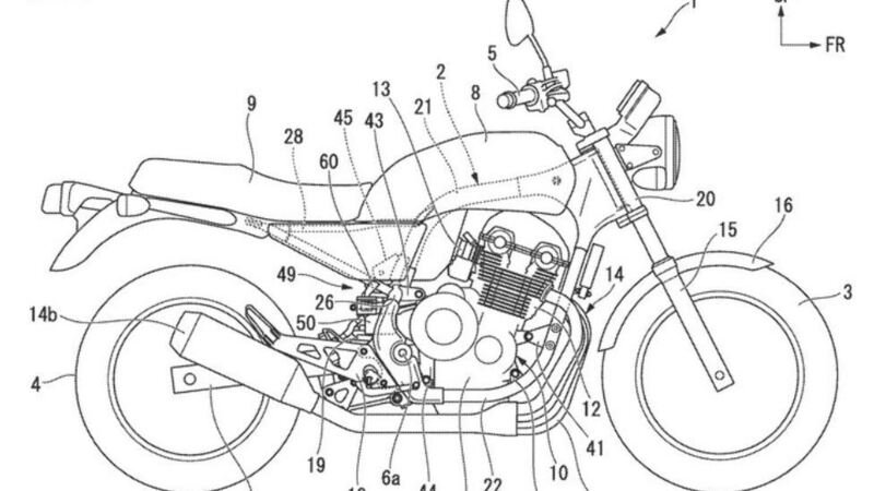 Honda, brevetto di una &quot;quattro cilindri&quot; raffreddata ad aria: futura CB1100?