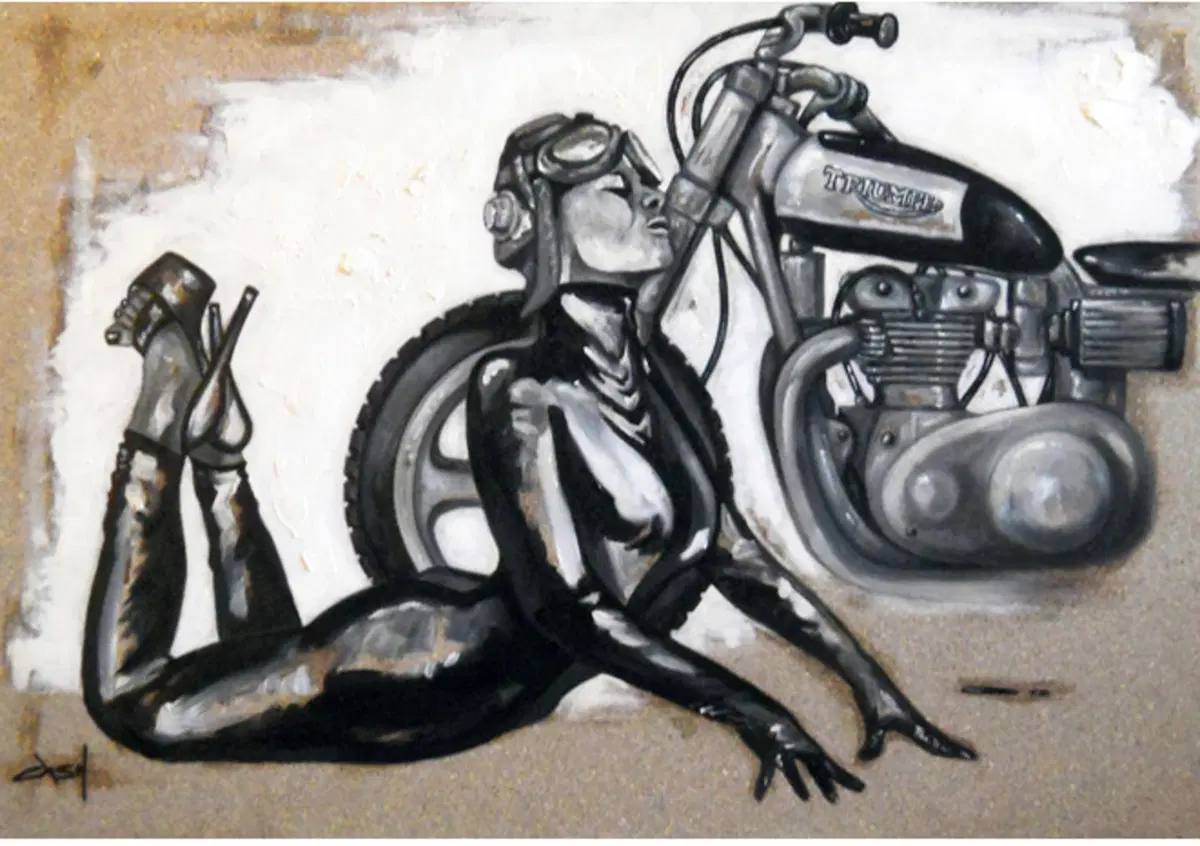 Donne e motori nei quadri di Stefano "Cash" Narra