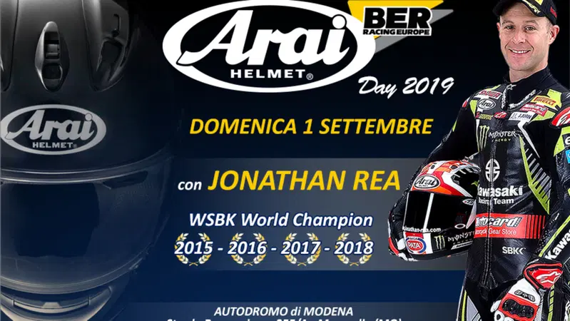 Arai day: domenica 1/9 a Modena. E c'&egrave; anche Rea!