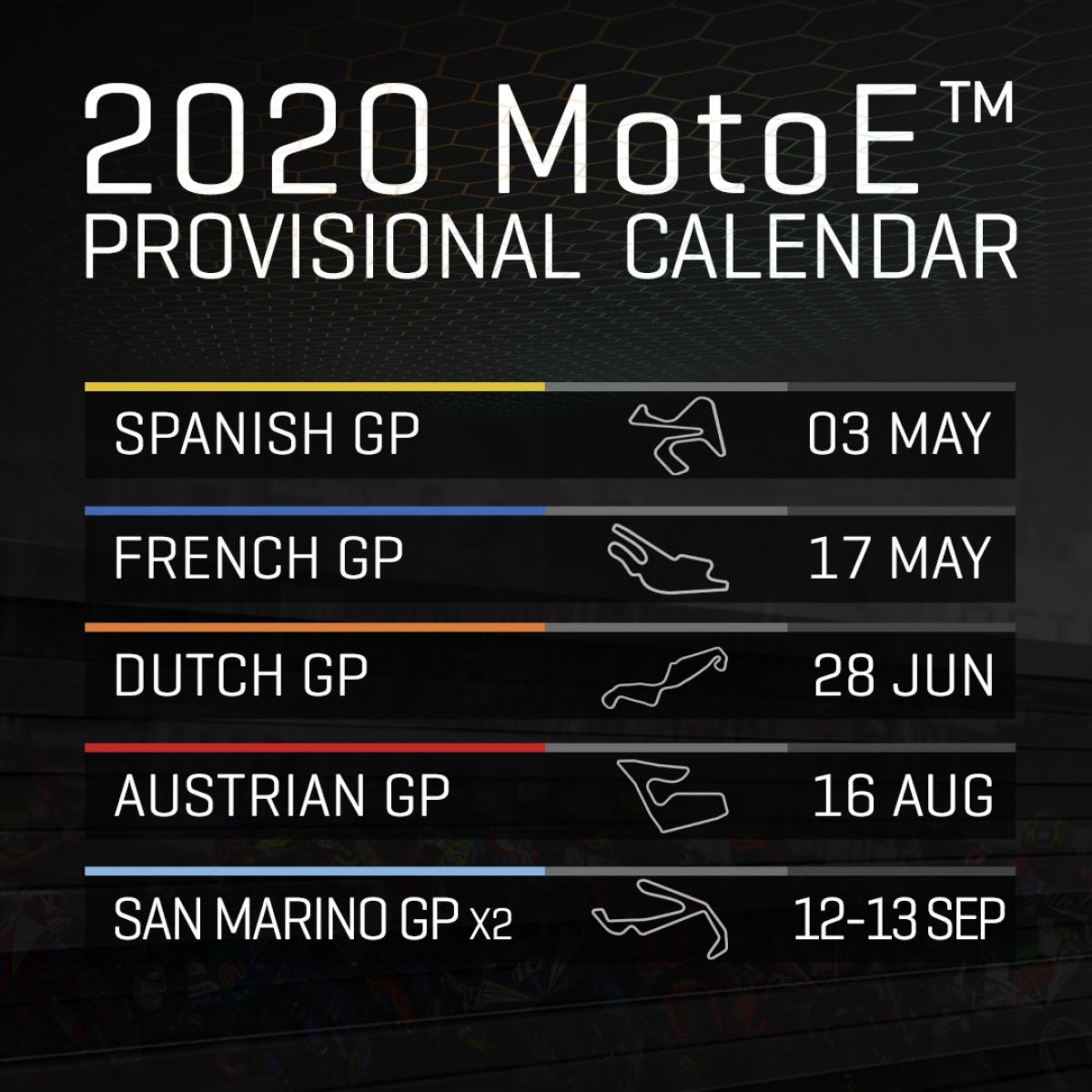Calendario MotoE 2020. Date e circuiti