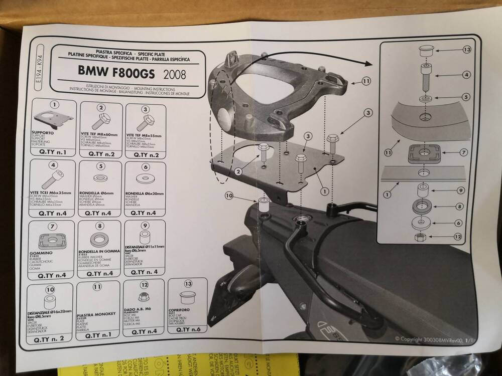 Supporto bauletto MONOKEY BMW F 650 GS / F 800 GS Givi (3)