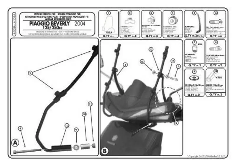 Attacchi parabrezza Kappa per Piaggio Beverly (2)