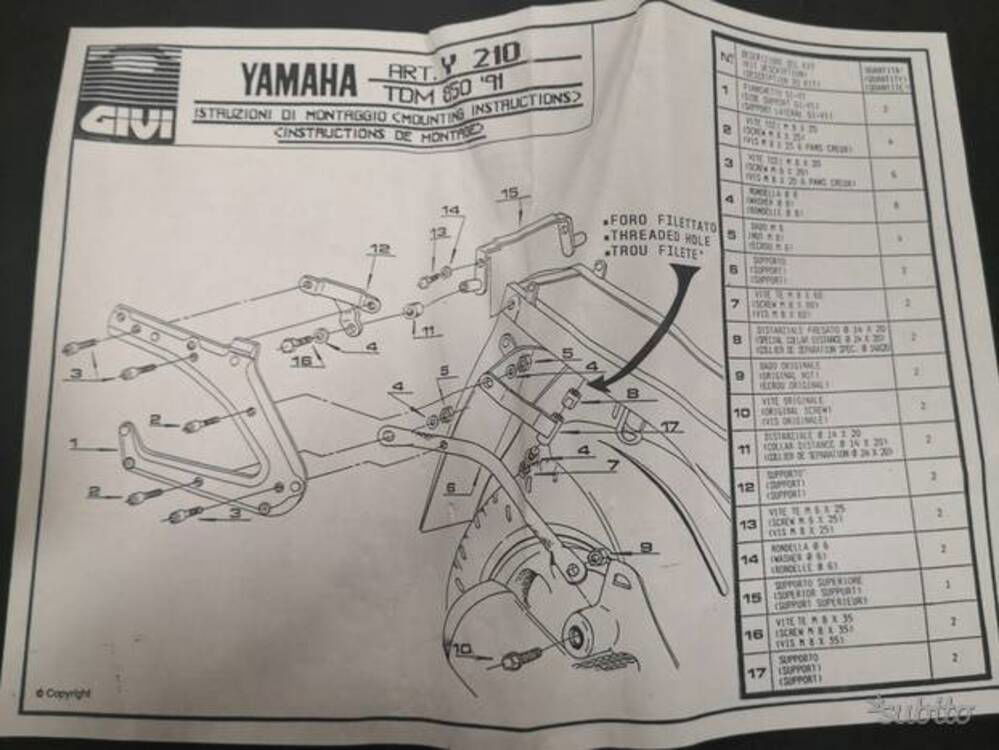Kit Givi attacchi valigie wingrack YamahaTDM 850 (2)