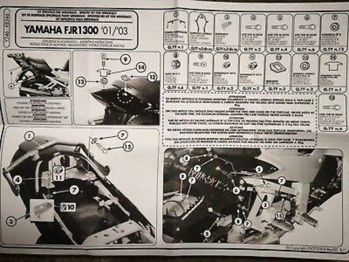 Attacchi per wingrack specifici Yamaha FJR 1300 Givi