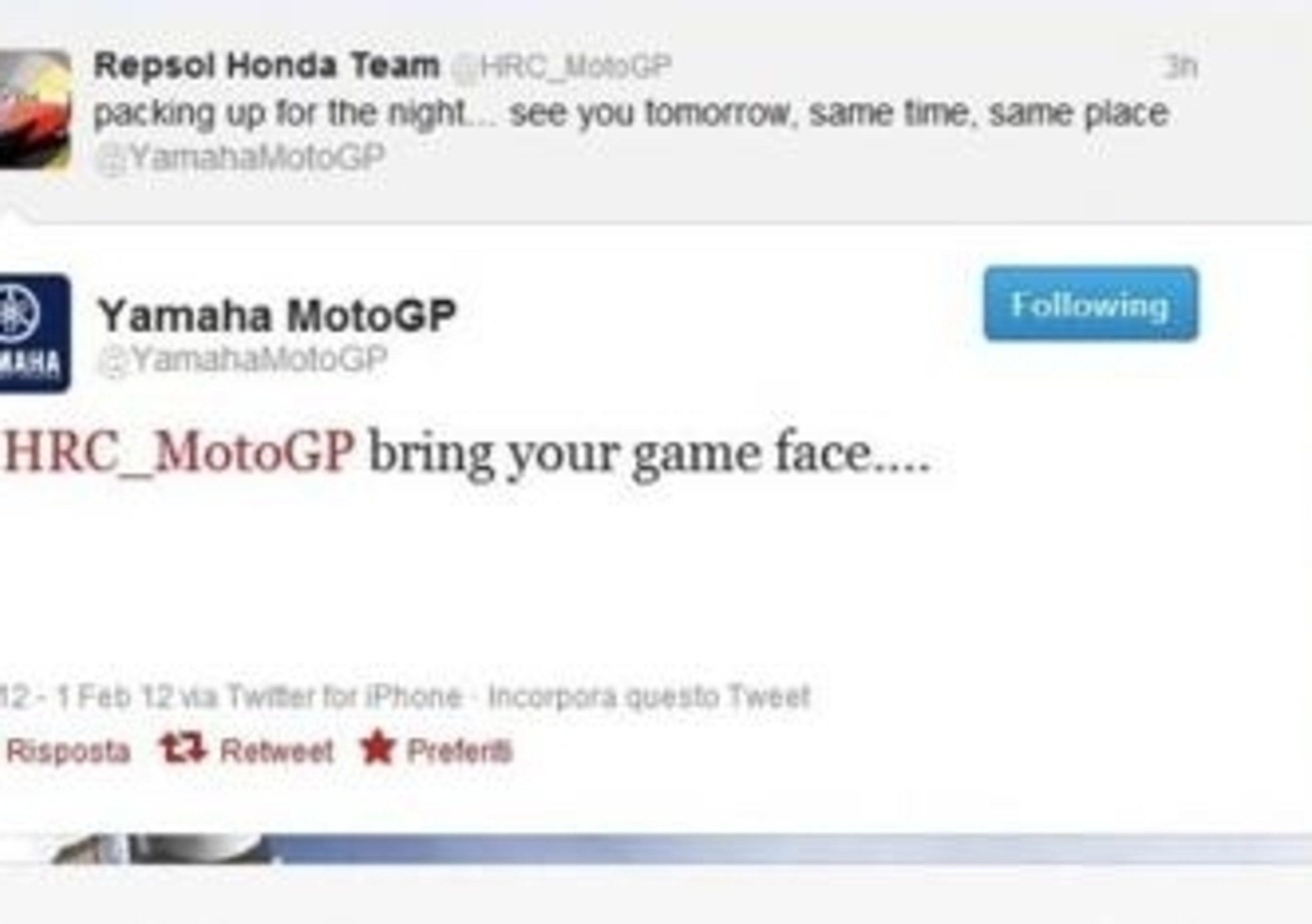 Honda e Yamaha si confrontano in pista e su Twitter!