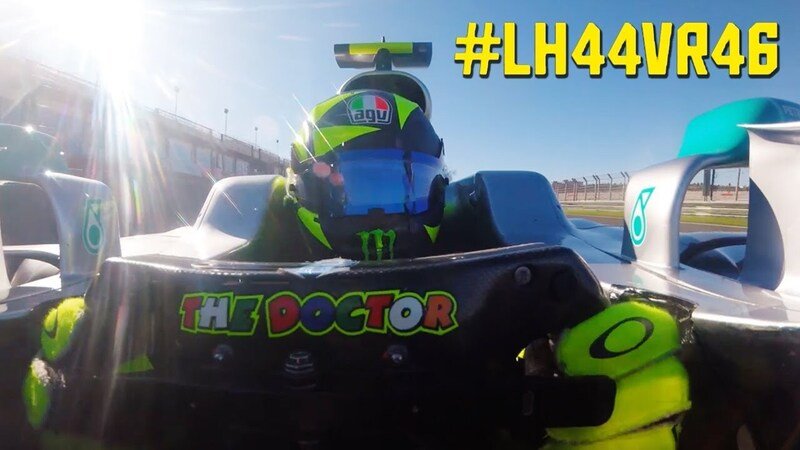 #LH44VR46: l&#039;onboard del giro di Valentino Rossi sulla F1 di Hamilton