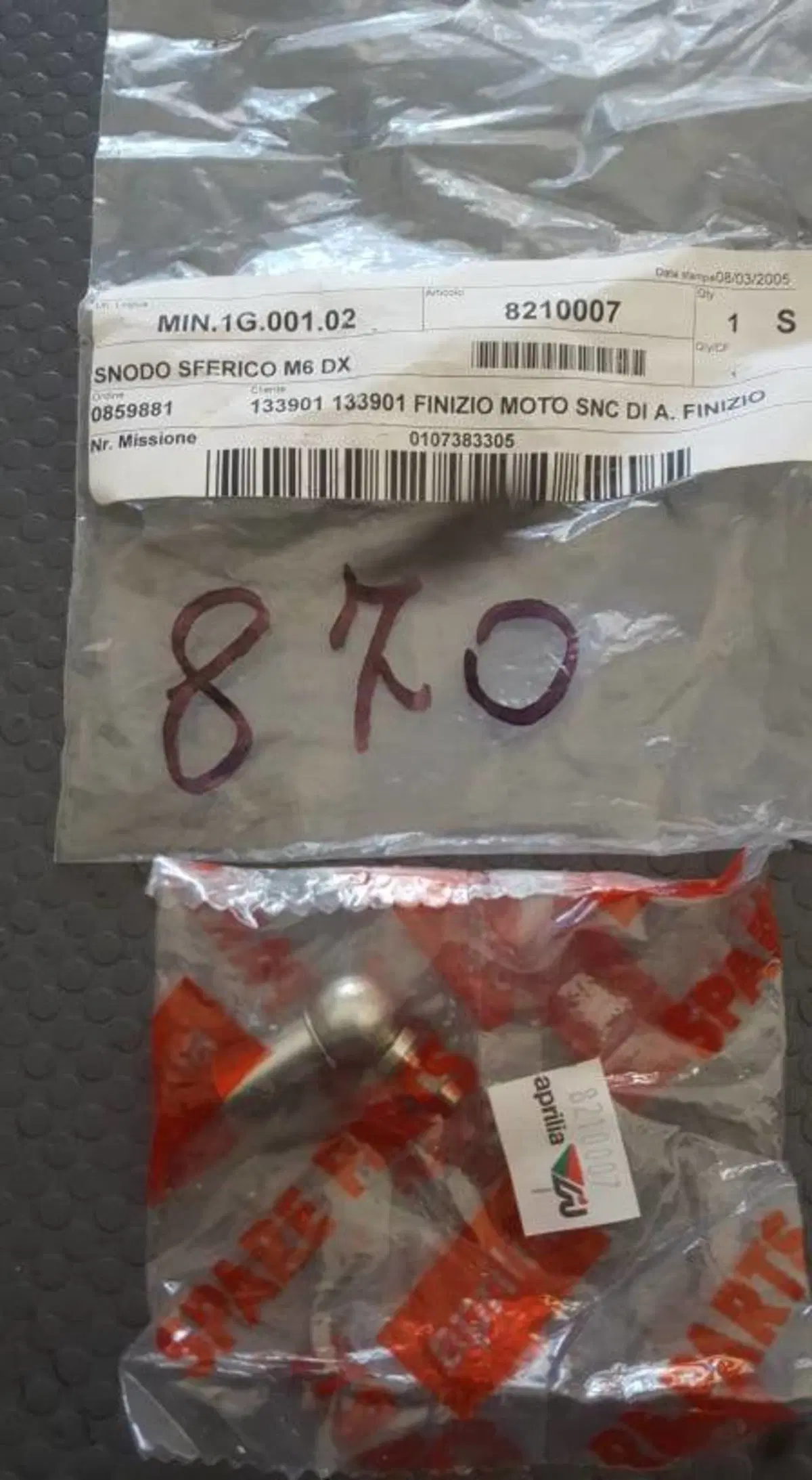 SNODO SFERICO DX M6 APRILIA