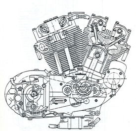 La sezione del motore della “aluminum XR” 750, cortesemente fornita dal prof. Laimbock del politecnico di Graz, consente di osservare le due valvole (formanti tra loro un angolo di 68°) alloggiate in ogni testa: quella di aspirazione è da 42 mm e quella di scarico è da 35 mm